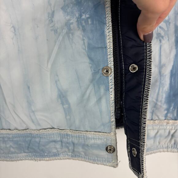 VINTAGE White Stag Nylon Jacket Acid Blue Wash Snap Button M - Picture 4 of 8